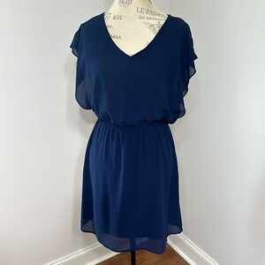 Moonlight Women’s Medium navy blue short skirt dress. Open back.